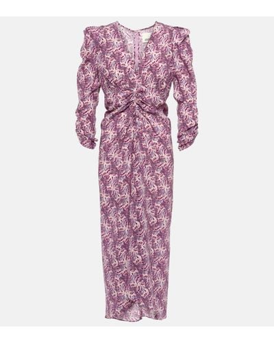 Isabel Marant Albini Printed Silk-blend Midi Dress - Purple