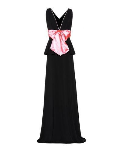 Gucci Embellished Bow Peplum Gown - Black