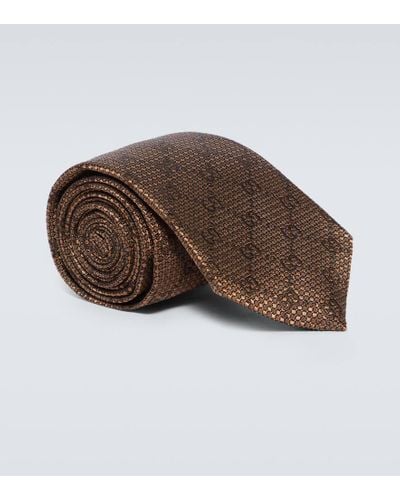 Gucci Krawatte GG aus Seiden-Jacquard - Braun