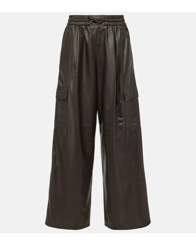 Yves Salomon Leather Cargo Trousers - Grey
