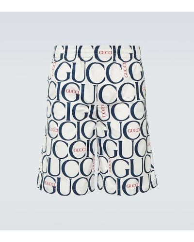 Gucci Shorts estampados con logo - Blanco