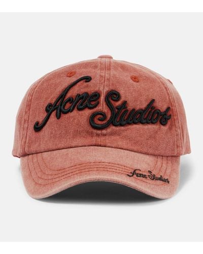 Acne Studios Gorra de algodon con logo bordado - Rojo