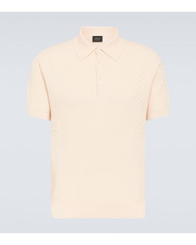 Brioni Cotton, Silk, And Cashmere Polo Shirt - Natural
