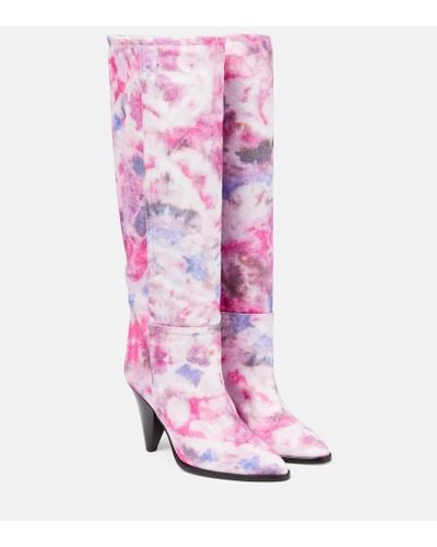 Isabel Marant Ririo Printed Leather Knee-high Boots - Pink