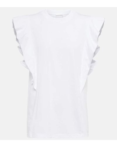 Chloé T-shirt in jersey di cotone con volant - Bianco