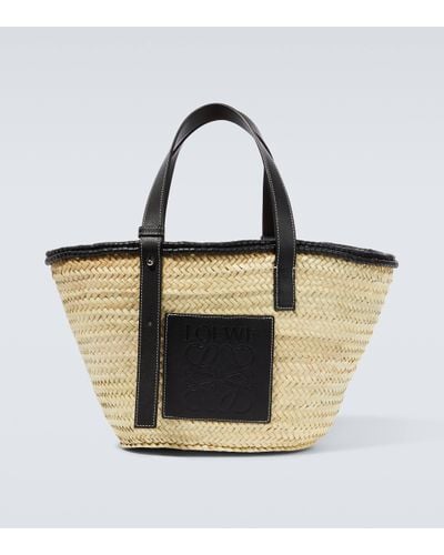 Loewe Paula's Ibiza Leather-trimmed Basket Bag - Black