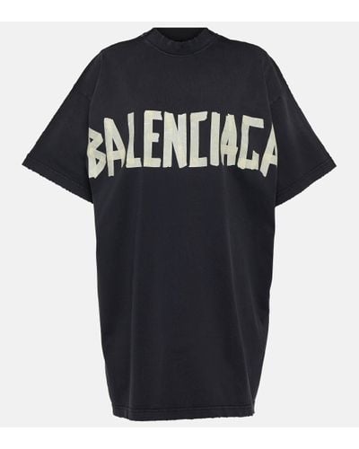Balenciaga Double Front Faded Cotton Jersey T-shirt - Black