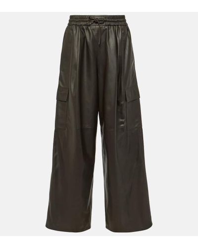 Yves Salomon Leather Cargo Pants - Gray