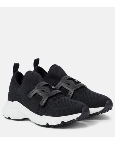 Tod's Leather-trimmed Knit Sneakers - Black