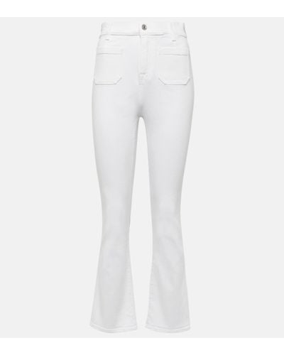7 For All Mankind Jean flare raccourci a taille haute - Blanc