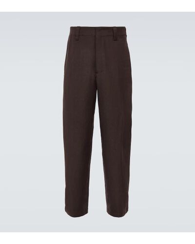 Lemaire Wool And Linen Gabardine Wide-leg Pants - Brown
