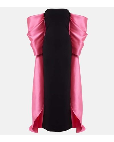 Solace London Kyla Caped Twill And Crepe Gown - Pink