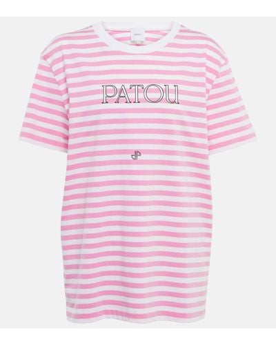Patou Logo Striped Cotton T-shirt - Pink