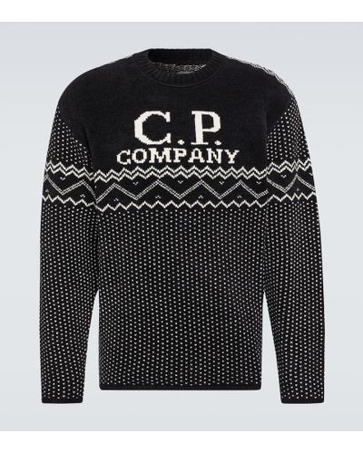 C.P. Company Chenille Cotton Jacquard Sweater - Black
