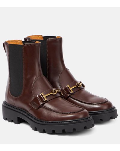 Tod's T-ring Leather Chelsea Boots - Brown