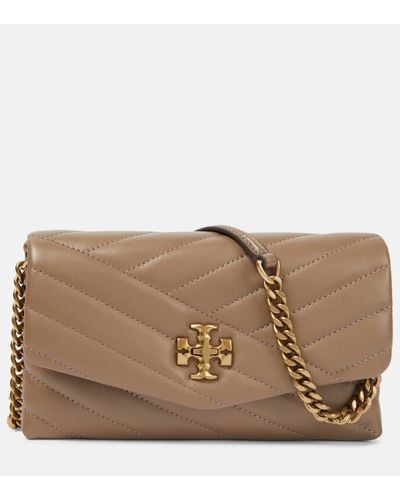 Tory Burch Kira Leather Wallet On Chain - Brown