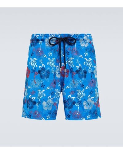 Vilebrequin Tropical Turtles Embroidered Swim Trunks - Blue