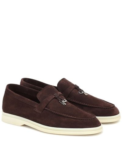 Loro Piana Summer Charms Walk Suede Loafers - Brown