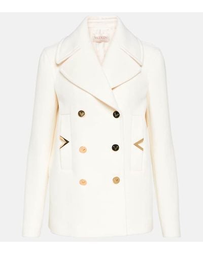 Valentino Vlogo Wool And Cashmere Coat - Natural