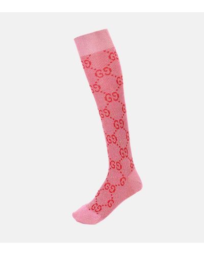 Gucci Socken Aus Jacquard Aus Einer Baumwollmischung In Metallic-optik - Pink