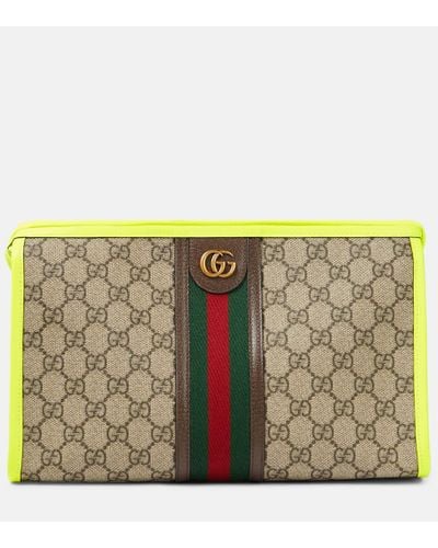 Gucci Ophidia GG Leather-trimmed Makeup Bag - Metallic
