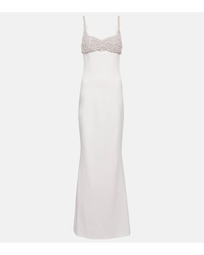 Safiyaa Bridal Beatriz Embellished Crepe Gown - White