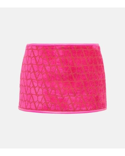 Valentino Toile Iconographe Velvet Miniskirt - Pink