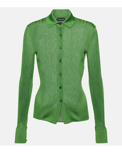 Tom Ford Metallic Ribbed-knit Shirt - Green