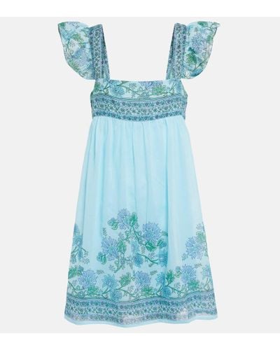 Juliet Dunn Bedrucktes Kleid aus Baumwolle - Blau