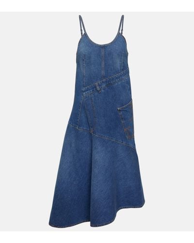 JW Anderson Robe midi asymetrique en jean - Bleu