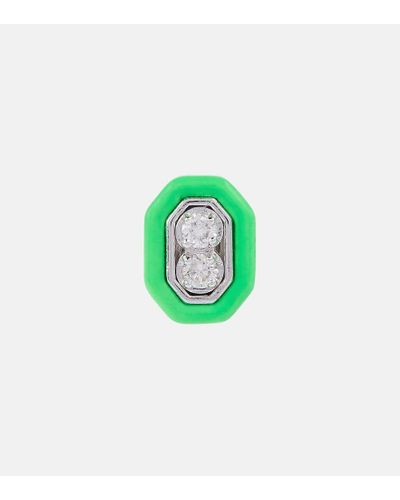 Eera Einzelner Ohrring Roma aus 18kt Weissgold mit Diamanten - Grün