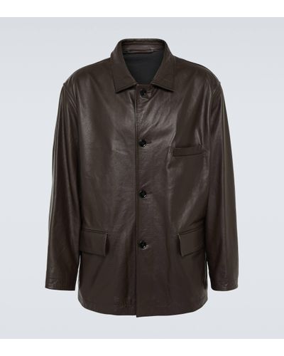 Lemaire Oversized Leather Jacket - Black