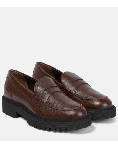 Hogan H543 Leather Loafers - Brown