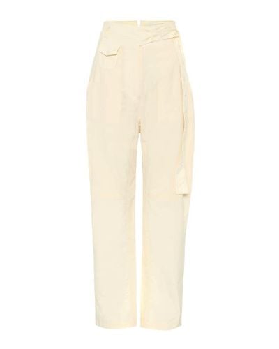 Low Classic High-rise Straight Cotton Pants - Natural
