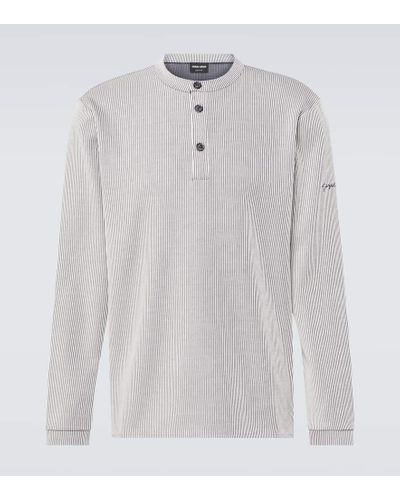 Giorgio Armani Camisa Henley a rayas - Blanco