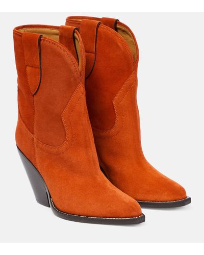 Isabel Marant Leyane Suede Ankle Boots - Orange