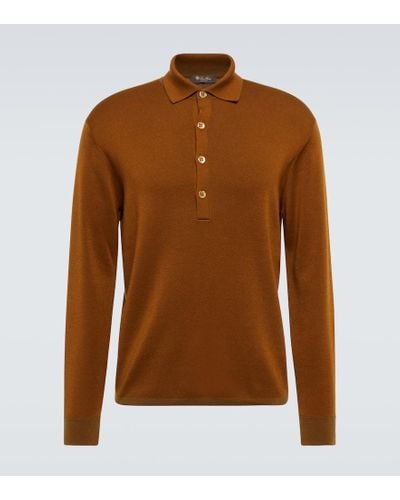 Loro Piana Cashmere And Silk Polo Sweater - Brown