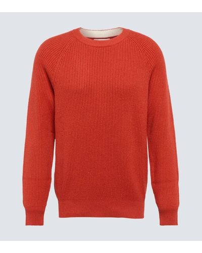 Brunello Cucinelli Ribbed-knit Cotton Jumper - Red