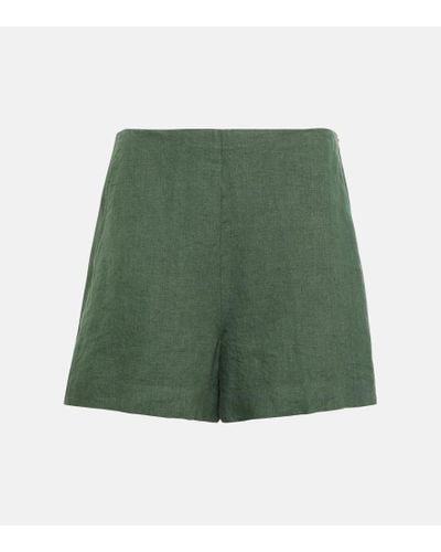 Polo Ralph Lauren Shorts rectos en lino de tiro alto - Verde