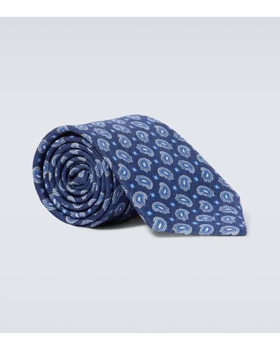 Brioni Cravate en soie a motif cachemire - Bleu