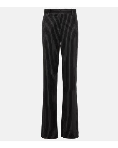Magda Butrym Pinstripe Low-rise Straight Wool Trousers - Black