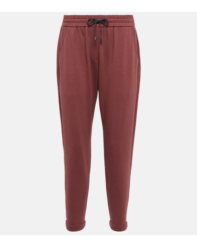 Brunello Cucinelli Pantalones deportivos de algodon - Rojo