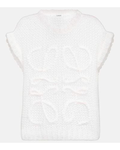 Loewe Anagram Mohair-blend Sweater Vest - White