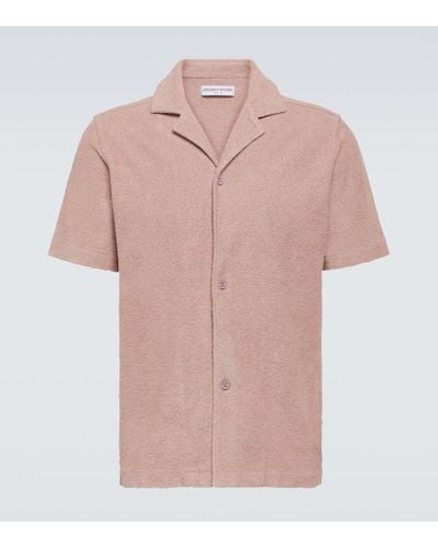 Orlebar Brown Camicia bowling Howell in spugna - Rosa