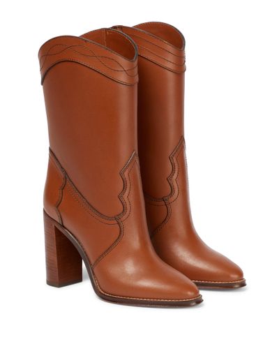 Saint Laurent Kate Leather Ankle Boots - Brown