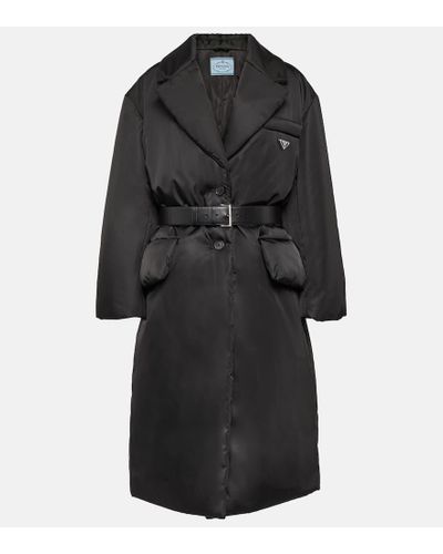 Prada Cappotto imbottito in gabardine Re-Nylon - Nero