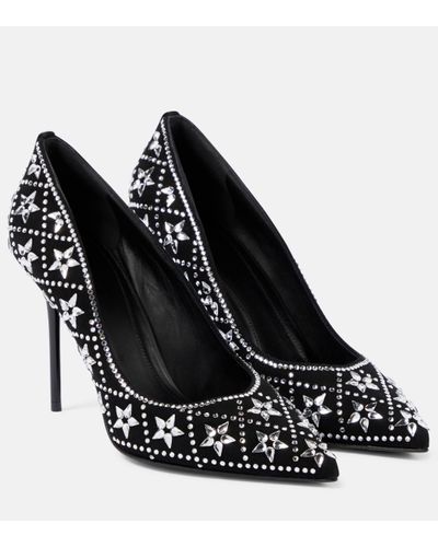 Balmain Ruby Crystal-embellished Suede Court Shoes - Black