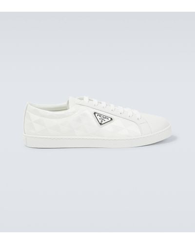 Prada Logo Leather-trimmed Trainers - White