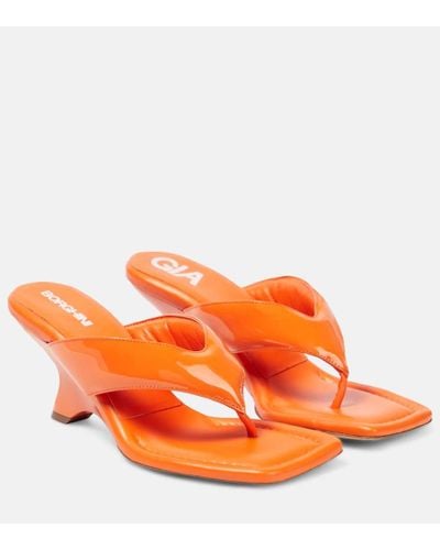 Gia Borghini Gia 6 Leather Thong Sandals - Orange