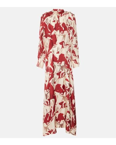 Altuzarra Robe longue Felicia imprimee en soie - Rouge